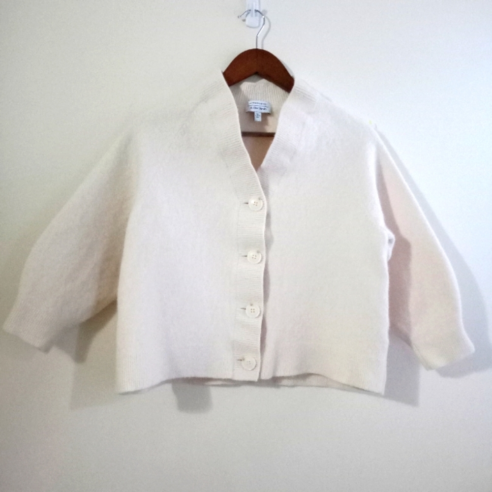 & OTHER STORIES 100% Wool Felted Thick Heavy Cropped Ivory Cardigan Size…